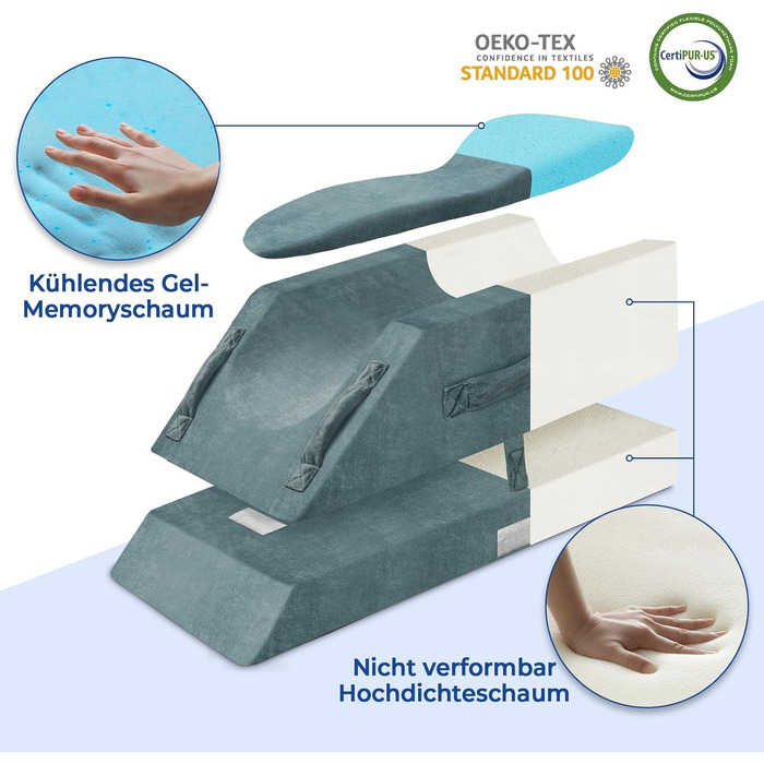 Подушки для ніг з регулюванням висоти для післяопераційного періоду, ергономічний вигин, піна з ефектом пам&39яті для зняття набряків ніг та болю, допоміжний засіб для відновлення після операції на коліні, для однієї ноги, 4