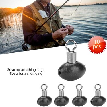 Фунтів, 10 Pieces Fishing Swivel Zip Tackle Barrel Slider Bead Swivel Roley Line Rig Fishing Rod Black Monofilament 10