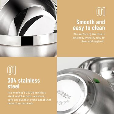 Мисок з нержавіючої сталі, двостінні ізольовані металеві миски, небиткі миски для рису, пластівців, морозива, гарячих та холодних страв, нержавіюча сталь для дітей, 10