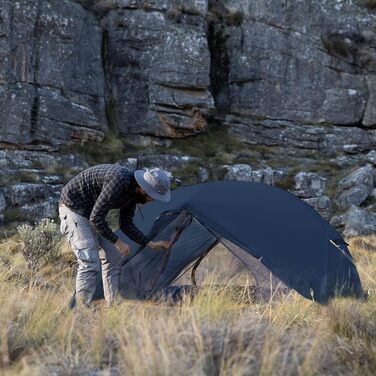 Намет Naturehike Mongar на 2 особи, надлегкий кемпінговий намет, туристичний намет на 2 особи, 4-сезонний намет, нейлон 210T PU3000 мм для кемпінгу, трекінгу, велоспорту, альпінізму, 210T синій