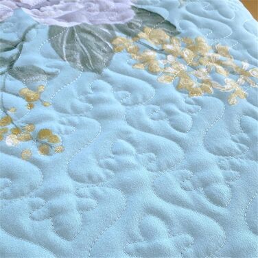 Покривало Highdi для двоспальних/острівних ліжок, покривало з квітковим принтом, м&39яке стьобане покривало, двостороннє легке покривало з мікрофібри, для ліжка та дивана (синій, 280x245 см) синій 280x245 см