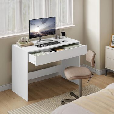 Письмовий стіл з шухлядами, комп&39ютерний стіл, офісний стіл, ПК-стіл для дітей та спалень з мінімалістичним дизайном, 100x50x75 см, білий