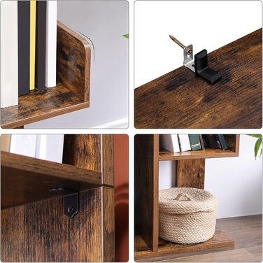 Книжкова полиця VASAGLE у формі дерева, стояча полиця з 13 відділеннями, полиця для зберігання, 25 x 86 x 140 см, вінтажний коричневий LBC67BXV1