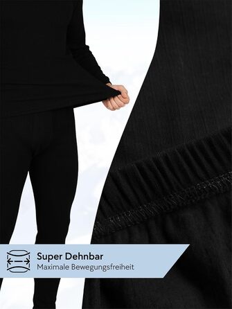 Чоловіча термобілизна - Комплект лижної білизни - Довгі труси та сорочка - Комплект термобілизни 3XL Темно-чорний, 2 шт.