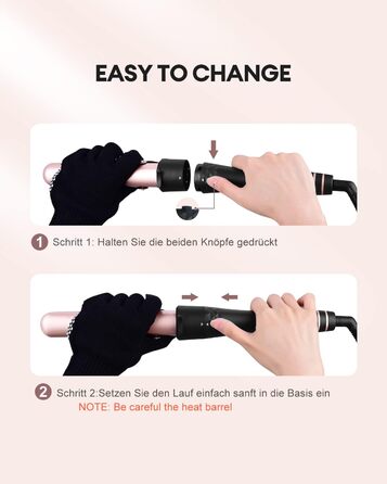 Набір плойок CkeyiN 4 в 1 з різними насадками 9-38 мм, керамічна плойка з щіткою для завивки, великі та малі локони, настінна плой