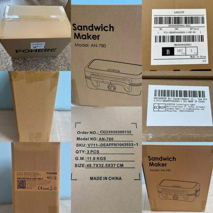 Бутербродниця 3 в 1, вафельниця 1200 Вт/контактний гриль/тостер для сендвічів, 5-швидкісний контроль температури, набори пластин Coater з антипригарним покриттям, термоізольована ручка, можна мити в посудомийній машині, світлодіодні лампи, червоний