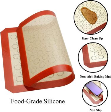 Деко Wildone з набором силіконових килимків, набір з 6 шт. (3 дека 3 килимки), деко для випічки з нержавіючої сталі з силіконовим
