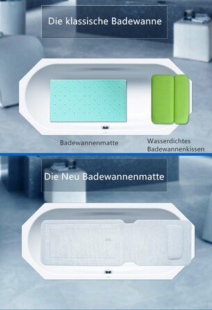 Килимок для ванни Mr.do з подушкою, білий, м&39який, нековзний, антибактеріальний, спінений ПВХ (14,2 x 49,2 дюйма)