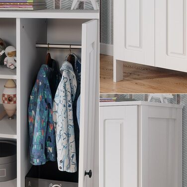 Дитяча шафа Ajaton, біла - 70x1253 см, виготовлена з ДСП - дитяча полиця для дітей та підлітків, практичне рішення для добре організованих кімнат, біла 70x120,6x53,4 см