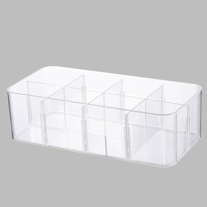 Органайзер для білизни, коробка для зберігання шкарпеток, 8 відділень, прозорий пластик, штабелюваний контейнер для дому, спальні, шафи, організації, матеріал PS, 270 x 130 x