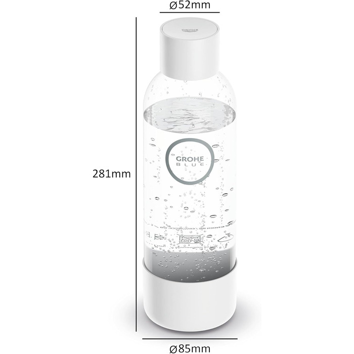 Пляшка для води (ємність 850 мл, не можна мити в посудомийній машині, байонетна кришка, сумісна з виробником газованої води GROHE Blue Fizz), біла, 41250L00