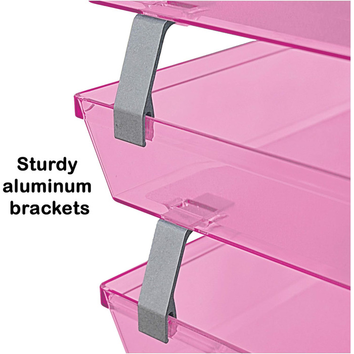Лоток для листів Acrimet Facility з 3 рівнями та фронтальним завантаженням, лоток для листів/A4, настільний органайзер для файлів, пластик (колір кристально-рожевий)