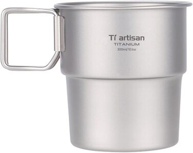 Кемпінгова кружка Tiartisan об&39ємом 300 мл з нержавіючої сталі з кришкою, що штабелюється, рюкзачна кружка, для походів на свіжому повітрі, герметична конструкція з гладким закругленим краєм, легка та компактна