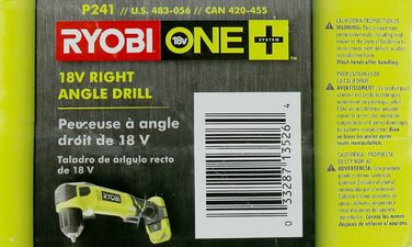 Дриль-шуруповерт прямокутний, 18 В, акумулятор, 1100 об/хв, 3/8 дюйма (тільки інструмент), 241