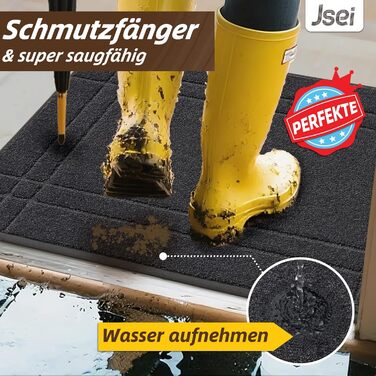 Килимок JSEI для приміщень, що вловлює бруд, 80x120 см, нековзний килимок для дверей, який можна прати в пральній машині, абсорбуючий та брудовідштовхувальний килимок для вітальні, килимок для собак, вхід, передні двері та коридор, темно-сірий 80 x 120 см