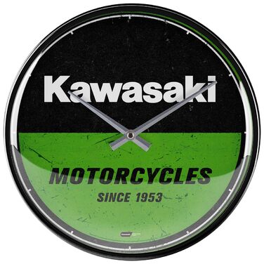 Ретро-настінний годинник Nostalgic-Art, Ø 31 см, Kawasaki Мотоцикли Ідея подарунка для байкерів, оригінальний ліцензійний продукт (OLP), великий кухонний годинник у вінтажному дизайні