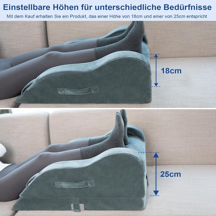 Регульована подушка для ніг KingPavonini для післяопераційного використання, ергономічний вигин для прямих колін, подушка для ніг з піни з ефектом пам&39яті, знімає набряк та біль (для двох ніг)