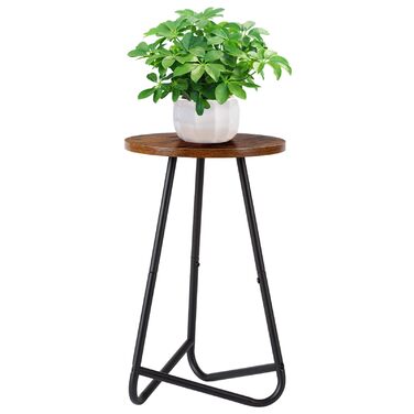 Кругла підставка для рослин HDANI 50 см, підставка для квітів, полиця для рослин з дерева та металу, сучасна полиця для кімнатних рослин для вітальні, балкону та офісу, чорний рустикальний коричневий 50 см