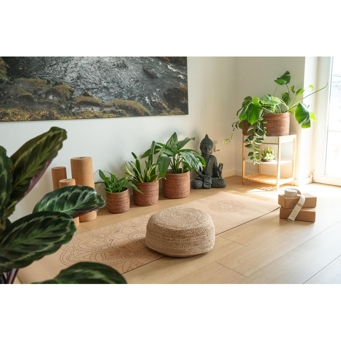 Декоративний пуф-табурет подушка для сидіння в стилі татамі, плетена з джуту пуф у стилі бохо круглий табурет 40 см x 15 см, натуральний колір