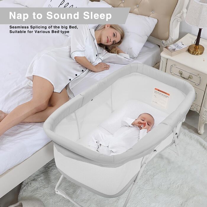 Дитяче ліжечко UBRAVOO, дитячі ліжечка та колиски 2-в-1, легко складане дорожнє ліжечко з матрацом у комплекті, багатофункціональна колиска для новонароджених - сіра