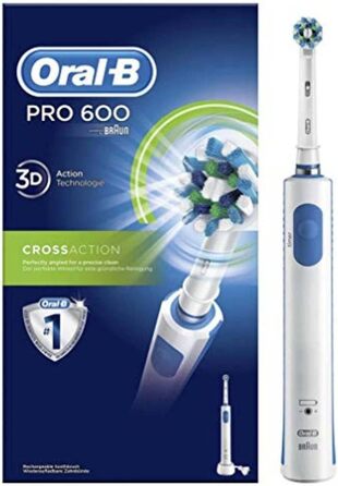 Електрична зубна щітка Oral-B PRO 2 2000 з візуальним контролем тиску для додаткового захисту ясен, 2 програми очищення, включаючи чутливу, таймер, 1 насадка для щітки Sensitive Clean, синя