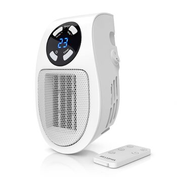 Підключається до мережі вентилятор-обігрівач з пультом дистанційного керування - Міні-керамічний обігрівач з термостатом - Контроль температури та захист від перегріву - Підключається до мережі вентилятор-обігрівач - Ванна кімната/Спальня - Енергозбережен