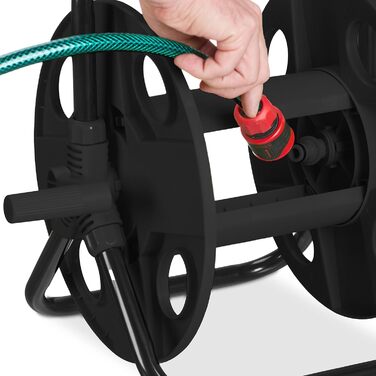 Котушка для шланга Relaxdays, для 30 м шланга 1/2, сталь, пластик, тримач шланга, ВхШхГ 38 x 42 x 31 см, чорний