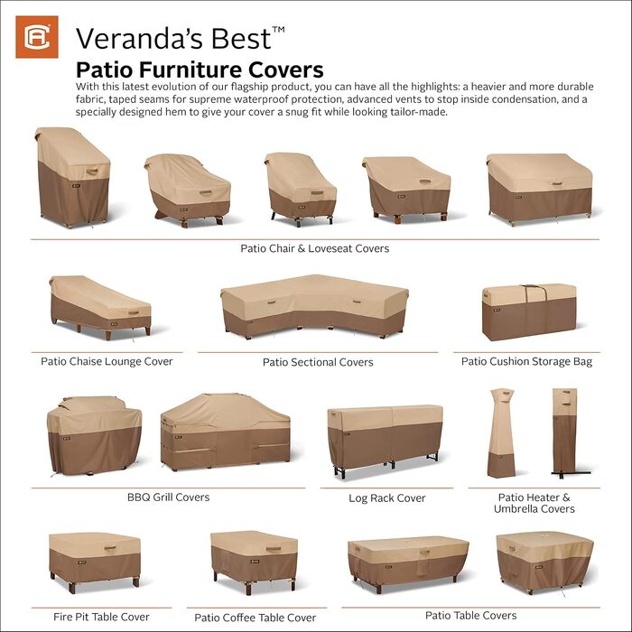 Водонепроникний чохол для гриля Classic Accessories Veranda's Best (70 x 30 x 48 дюймів), колір Earth