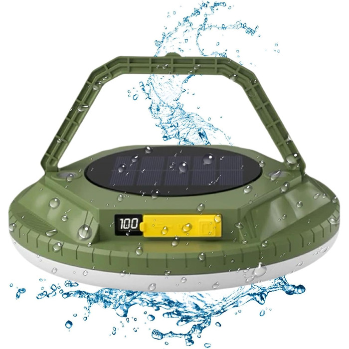 Ліхтар для кемпінгу сонячний комплект для виживання 1600 люмен, водонепроникний світлодіодний ліхтар, для використання на вулиці, в саду, на подвір&39ї, на патіо, на балконі, для піших прогулянок, походів, зелений