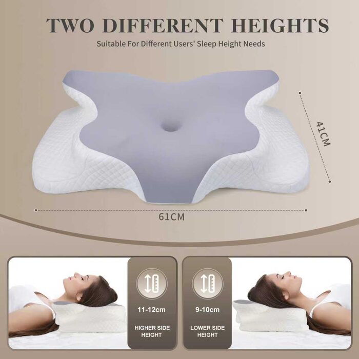 Подушка з піни з ефектом пам&39яті, ортопедична подушка для підтримки шиї, подушка для підтримки голови, ергономічна для тих, хто спить на боці, оптимальний комфорт при болю в шиї та плечах, сіра, 35,0 сантиметрів x 15,0 сантиметрів
