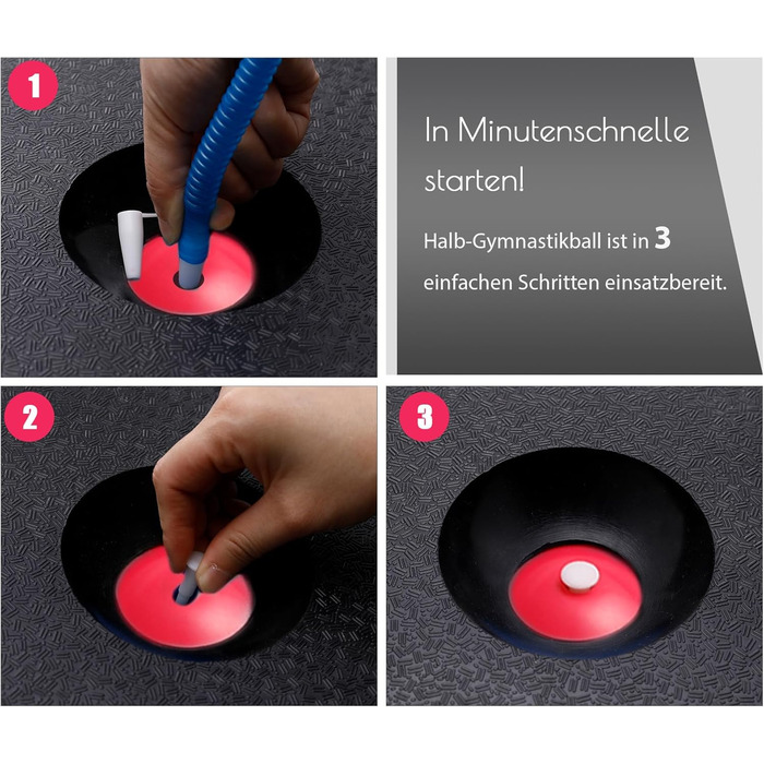 Тренажер для балансування ZELUS, протиковзкий балансувальний м&39яч, напівсфера з еспандерами, гімнастичний м&39яч для йоги, фітнесу, силових тренувань, тренування корпусу, тренування балансу, рожевий