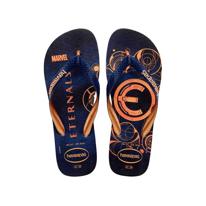 Чоловічі шльопанці Havaianas Top Marvel чорно-золоті, 40 EU, морський колір, золотистий