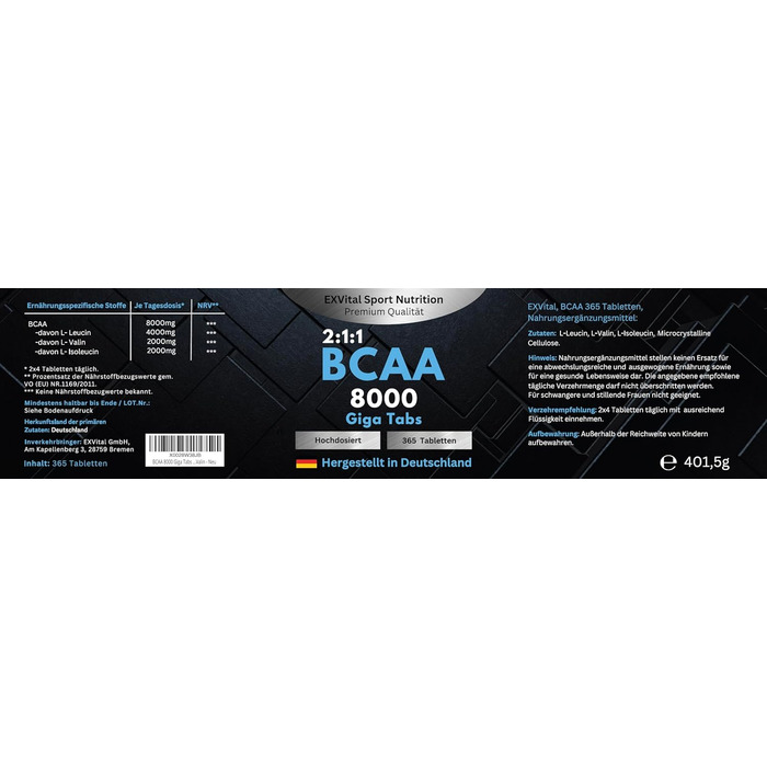 Веганський амінокислотний комплекс BCAA, 365 таблеток