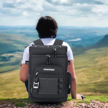 Великий водонепроникний ізольований рюкзак-холодильник, герметичний складний рюкзак-холодильник, чисто чорний