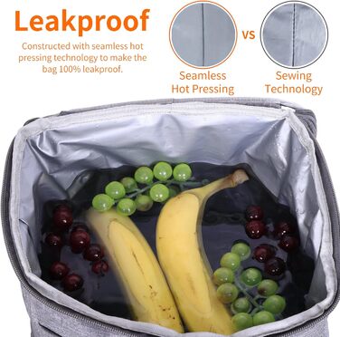 Рюкзак-холодильник 22 л - Велика сумка-холодильник, рюкзак для пікніка, водонепроникний рюкзак, надлегкі рюкзаки для чоловіків та жінок для кемпінгу, барбекю, походів, пікніка, чорно-сірий