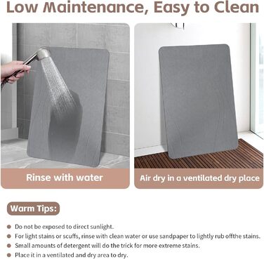 Килимок для ванни з каменю, діатомовий килимок для душу, швидковисихаючий килимок для душу, нековзний, абсорбуючий килимок для ванної кімнати, для підлоги у ванній кімнаті, кухонних стільниць, посуду, рослин або домашніх тварин, темно-сірий