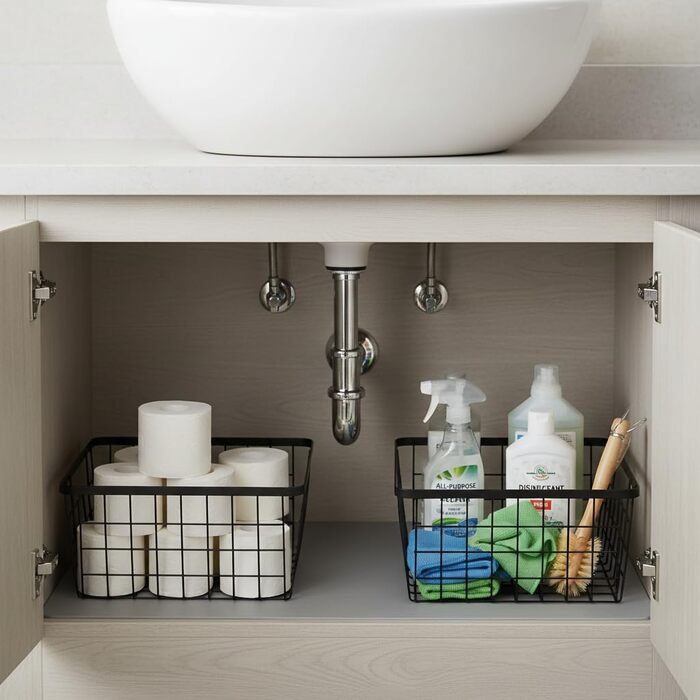 Кухонні металеві дротяні кошики, кошик для зберігання, дротяний кошик з ручками, для зберігання продуктів, органайзер, побутовий холодильник для шаф, комори, ванної кімнати, чорний, 4 предмети. Чорний, 4 шт., новий, малий