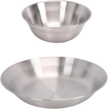 Набір посуду для кемпінгу Drfeify з нержавіючої сталі, портативний, дворівневий, комбінація посуду для пікніків, пляжних вечірок, міцний набір столових приборів для мандрівників, нержавіюча сталь 304, розмір 546 г