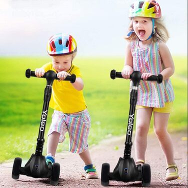 Дитячий самокат YOLEO дитячий самокат триколісний самокат зі світлодіодними колесами, 2-колісні задні гальма, 4 регульовані по вис
