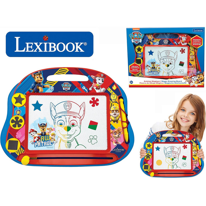 Магнітна дошка для малювання Lexibook Magic Paw Patrol чотирилапий помічник, магнітна дошка для дітей, художня творча іграшка для дівчаток і хлопчиків, ручка і магніти, синій/червоний, CRPA550 Paw Patrol CRPA550