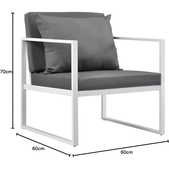 Садовий стілець 70 x 60 x 60 см Набір з 2 вуличних садових крісел Білий/Світло-сірий, 2 шт.