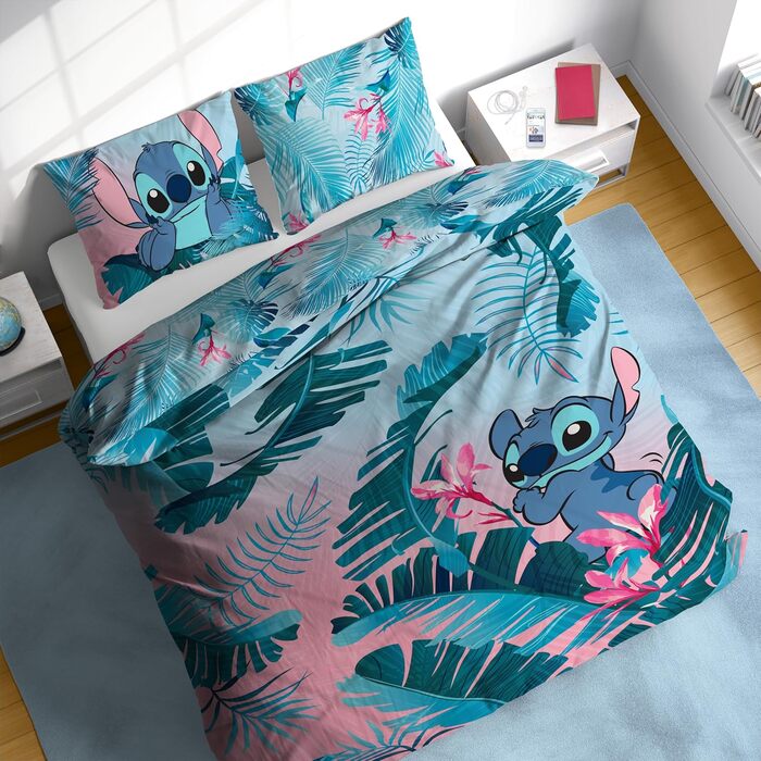 Постільна білизна Disney Lilo and Stitch з квітковим принтом для двох - комплект дитячої постільної білизни, включаючи наволочку 5