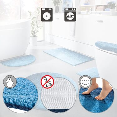 Килимок для туалету Erwin Mller без вирізу, синій, розмір 50x50 см - нековзний, м&39який та пухнастий, підходить для теплої підлоги. Синій 50 x 50 см (прямокутний)