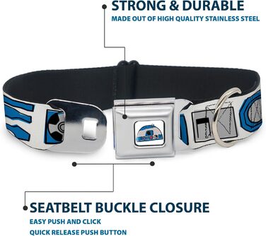 Нашийник для собак Star Wars R2D2 з регульованою фурнітурою, біло-чорно-синьо-сіро-червоний, 38-66 см, ширина 2,5 см - для великих порід