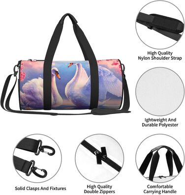 Спортивна сумка, дорожня сумка, біла з принтом рожевих квітів сакури, сумка для подорожей на ніч, чорна, універсальний розмір