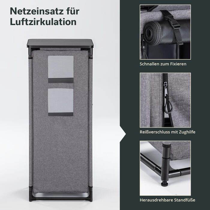 Кухня для кемпінгу Skandika Ruoka Висока шафа/кухонна шафа з мийкою та захистом від вітру та бризок, відділення для зберігання з полицями, сумка для перенесення, вулична кухня, кемпінгова шафа Вулична кемпінгова кухня, дорожня кухня 59 x 48 x 140 см