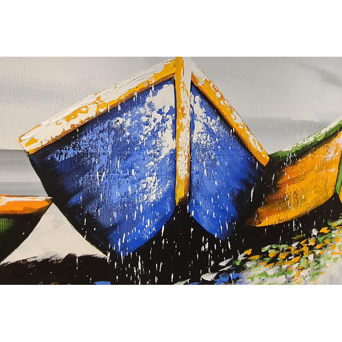 Моніка Мірафьорі I 100 РУЧНИЙ РОЗПИС I Картина Човни на пляжі 120х60 см Картина Ручний розпис Акриловий живопис Дуже великий акрил