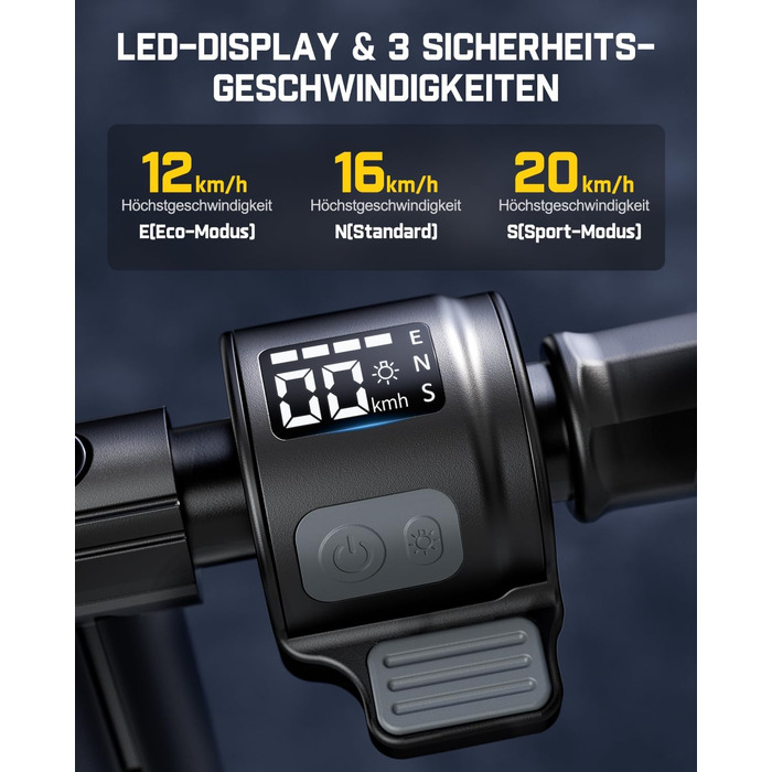 Дитячий електросамокат FanttikRide T9 Apex, 1,31,7 м, двигун 200 Вт, кольорове світлодіодне підсвічування з Bluetooth-динаміком, цифровий дисплей 12/16/20 км/год, регульована висота, складається, до 40 хвилин (без допуску типу), чорний