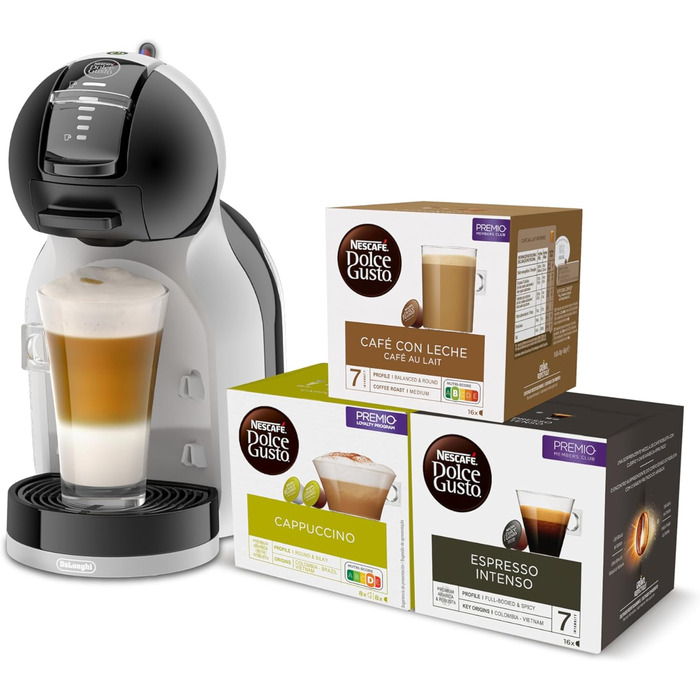 Кавоварка De'Longhi Mini Me в капсулах Dolce Gusto для еспресо з 3 кавовими пакетами, EDG155.BG, 0,8 л, чорний, сірий