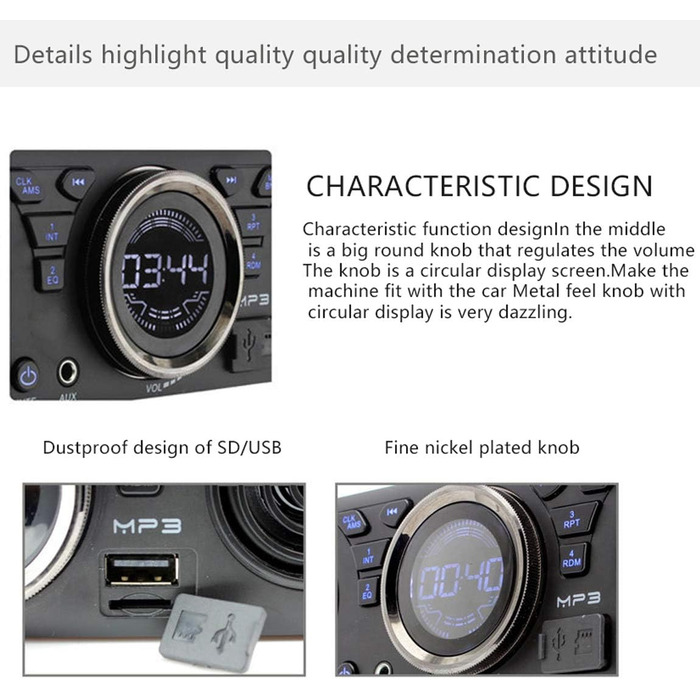 Автомобільна стереосистема WESPECIFIC 1 Din Bluetooth з двома динаміками Універсальна 1 DIN 12V FM MP3 Bluetooth автомобільна стереосистема